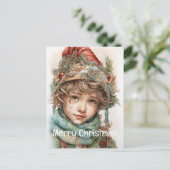 Kerstmeisje Custom 21 van 25 Feestdagenkaart (Staand voorkant)