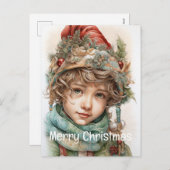 Kerstmeisje Custom 21 van 25 Feestdagenkaart (Voorkant / Achterkant)