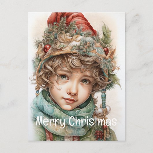 Kerstmeisje Custom 21 van 25 Feestdagenkaart (Voorkant)