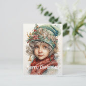 Kerstmeisje Custom 22 van 25 Feestdagenkaart (Staand voorkant)