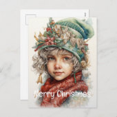 Kerstmeisje Custom 22 van 25 Feestdagenkaart (Voorkant / Achterkant)