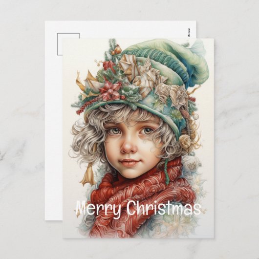 Kerstmeisje Custom 22 van 25 Feestdagenkaart (Voorkant / Achterkant)