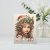 Kerstmeisje Custom 24 van 25 Feestdagenkaart (Staand voorkant)