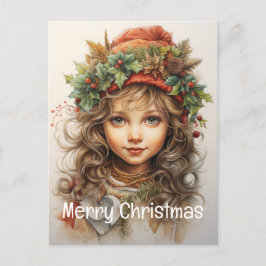 Kerstmeisje Custom 25 van 25 Feestdagenkaart