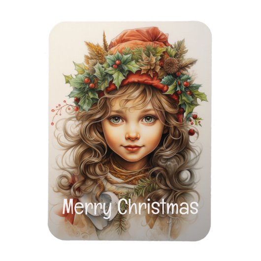 Kerstmeisje Custom 25 van 25 Magneet (Verticaal)