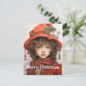 Kerstmeisje Custom 2 van 25 Feestdagenkaart (Staand voorkant)