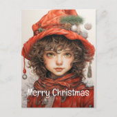 Kerstmeisje Custom 2 van 25 Feestdagenkaart (Voorkant)