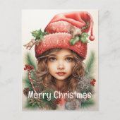 Kerstmeisje Custom 3 van 25 Feestdagenkaart (Voorkant)