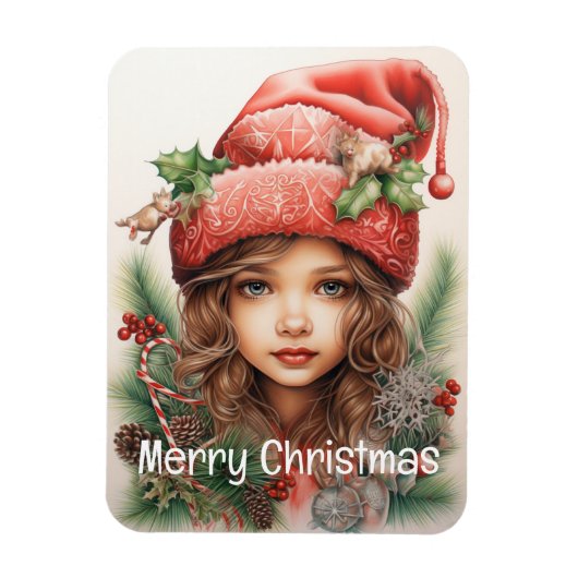 Kerstmeisje Custom 3 van 25 Magneet (Verticaal)