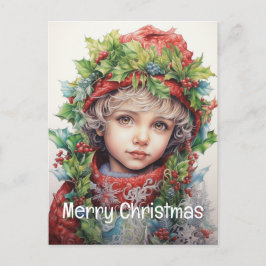 Kerstmeisje Custom 4 van 25 Feestdagenkaart