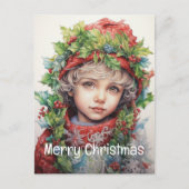 Kerstmeisje Custom 4 van 25 Feestdagenkaart (Voorkant)