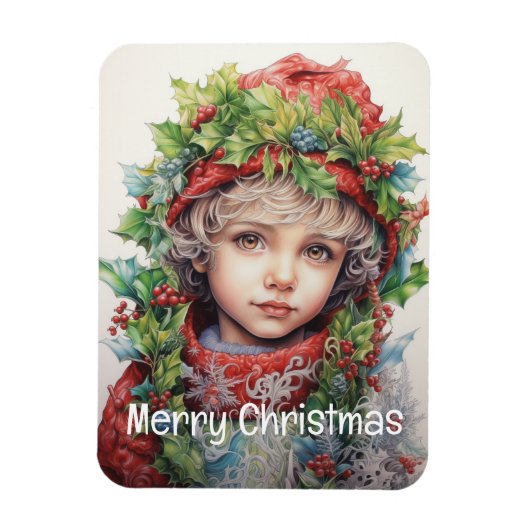 Kerstmeisje Custom 4 van 25 Magneet (Verticaal)