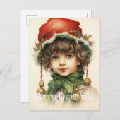 Kerstmeisje Custom 6 van 25 Feestdagenkaart (Voorkant / Achterkant)