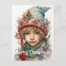 Kerstmeisje Custom 7 van 25 Feestdagenkaart