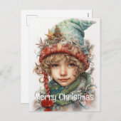 Kerstmeisje Custom 7 van 25 Feestdagenkaart (Voorkant / Achterkant)