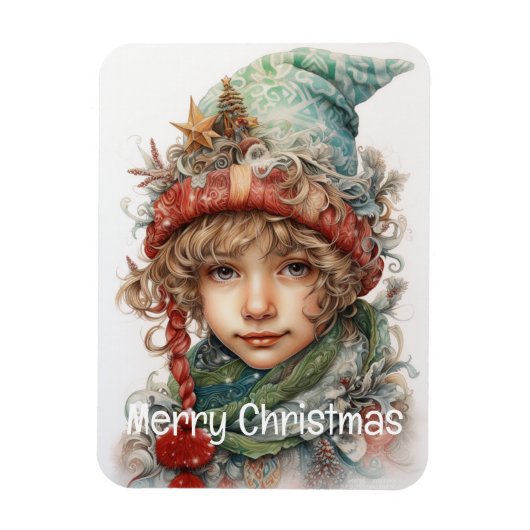 Kerstmeisje Custom 7 van 25 Magneet (Verticaal)