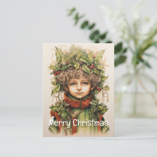 Kerstmeisje Custom 8 van 25 Feestdagenkaart (Staand voorkant)