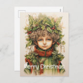 Kerstmeisje Custom 8 van 25 Feestdagenkaart (Voorkant / Achterkant)