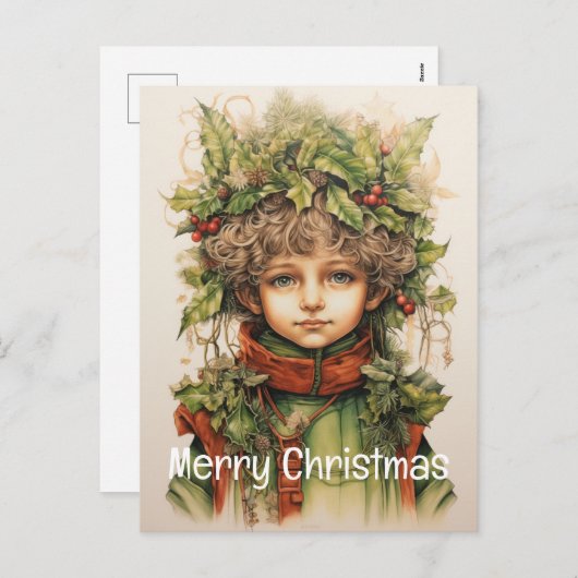 Kerstmeisje Custom 8 van 25 Feestdagenkaart (Voorkant / Achterkant)