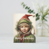 Kerstmeisje Custom 9 van 25 Feestdagenkaart (Staand voorkant)