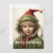 Kerstmeisje Custom 9 van 25 Feestdagenkaart (Voorkant / Achterkant)