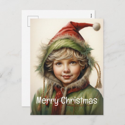 Kerstmeisje Custom 9 van 25 Feestdagenkaart (Voorkant / Achterkant)