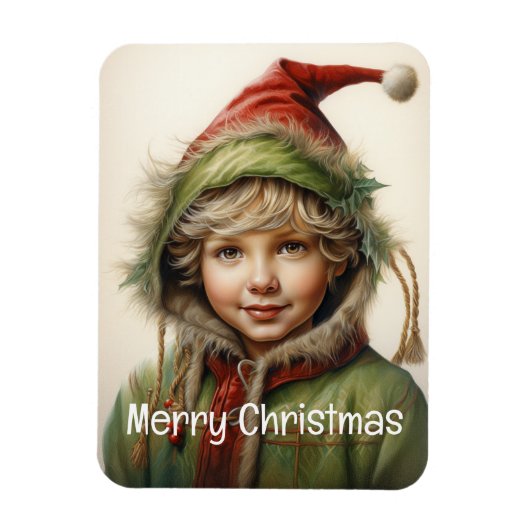 Kerstmeisje Custom 9 van 25 Magneet (Verticaal)