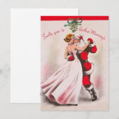 Kerstmeisje danst met kerstman feestdagenkaart (Voorkant / Achterkant)