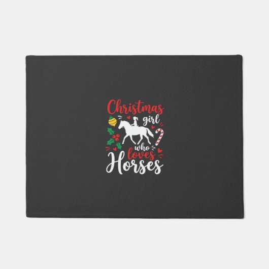 Kerstmeisje dat van paarden houdt deurmat (Voorkant)