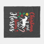 Kerstmeisje dat van paarden houdt fleece deken (Voorkant (Horizontaal))