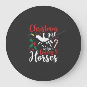 Kerstmeisje dat van paarden houdt grote klok