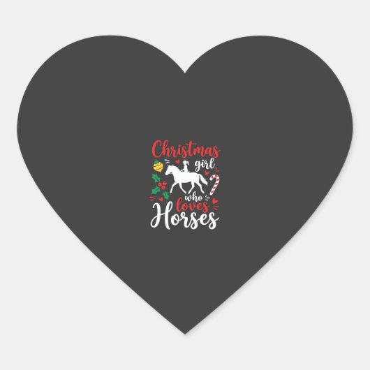Kerstmeisje dat van paarden houdt hart sticker (Voorkant)