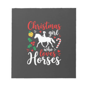 Kerstmeisje dat van paarden houdt notitieblok