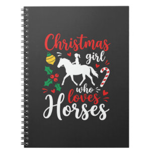 Kerstmeisje dat van paarden houdt notitieboek