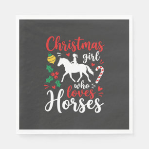 Kerstmeisje dat van paarden houdt servet