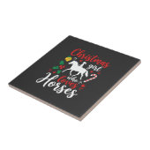 Kerstmeisje dat van paarden houdt tegeltje (Zijkant)
