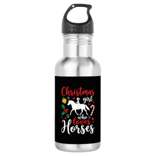 Kerstmeisje dat van paarden houdt waterfles