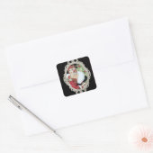 Kerstmeisje Dazzling Red en Gold Dress Vierkante Sticker (Envelop)
