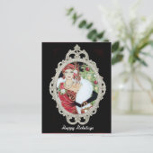 Kerstmeisje Dazzling Red & Gold Dress Briefkaart (Staand voorkant)