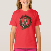 Kerstmeisje Elf op Wreatcute Holiday T-shirt (Voorkant)