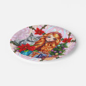 KERSTMEISJE EN KAT ~  PAPIEREN BORDJE (Gekanteld)