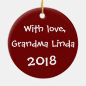 Kerstmeisje en Teddy Bear Holiday op persoonlijke  Keramisch Ornament (Achterkant)