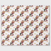 Kerstmeisje en -vogel cadeaupapier (Vlak)