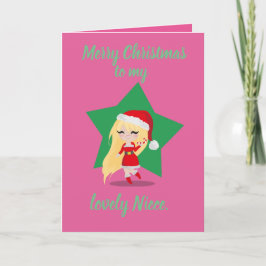 Kerstmeisje. Feestdagen Kaart