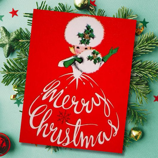  kerstmeisje feestdagenkaart