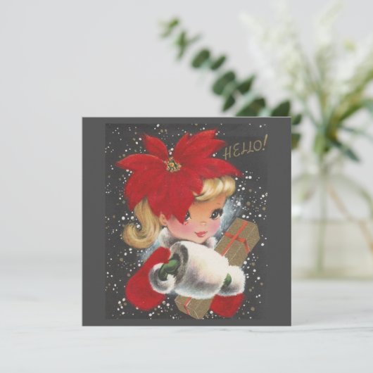  kerstmeisje feestdagenkaart (Staand voorkant)
