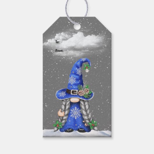 Kerstmeisje Gnome Cadeaulabel (Voorkant)