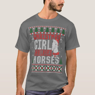 Kerstmeisje houdt van paarden die lelijke feestjes t-shirt