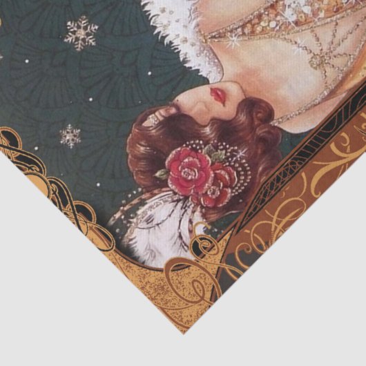 kerstmeisje in een gouden kleedtegat tissuepapier (Detail)