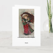 Kerstmeisje in sneeuw feestdagen kaart (Achterkant)